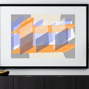 Abstract Printable Art, Digital Download, Abstract Digital Print, Art Print, Wall Art, Decor, Orange, Purple, Beige, Gray
