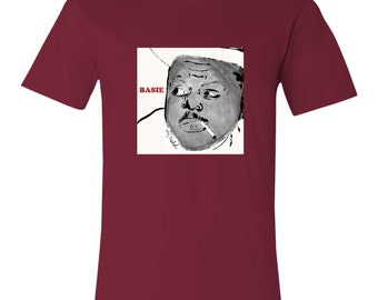COUNT BASIE by Andy Warhol (1955) Vintage Classic Jazz Album Cover Art and Design on Unisex Cotton Jersey Short-Sleeve Retro T-Shirt