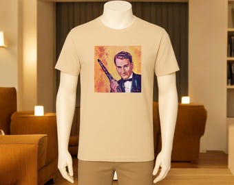 The Great ARTIE SHAW by Victor Kalin (1959) Unisex Cotton Jersey Short-Sleeve T-Shirt: Vintage Classic Jazz Album Cover Retro Graphic Design
