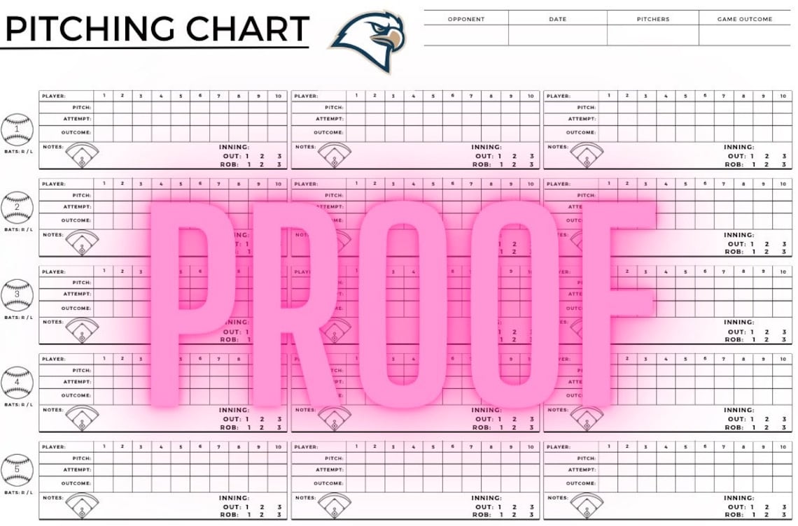 Pitching Chart, Baseball, Softball, Pitching Stats, Pitches Etsy