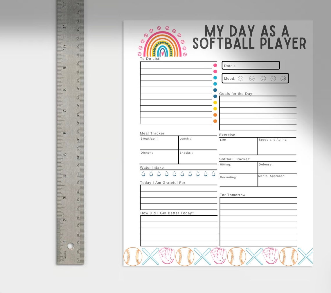 Softball Player Daily Planner Etsy