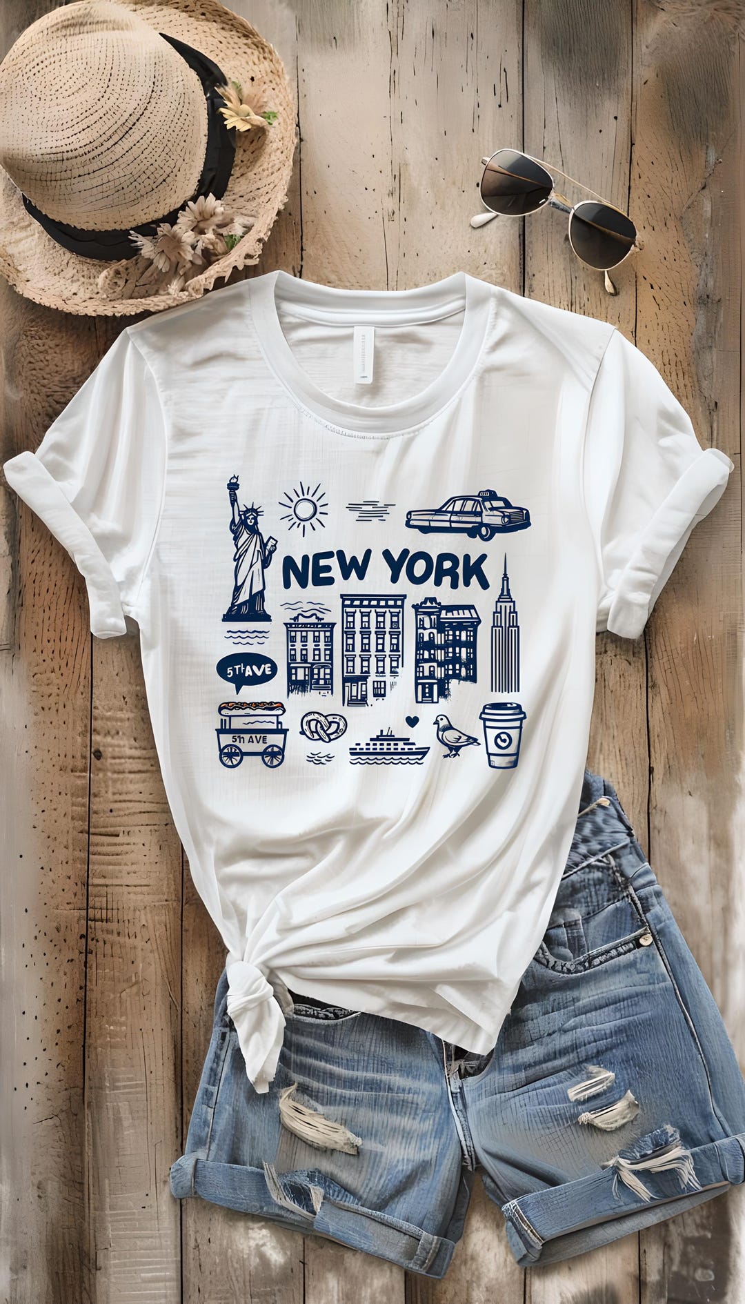 NYC Landmarks Doodle T-shirt: New York City Graphic Tee - Etsy