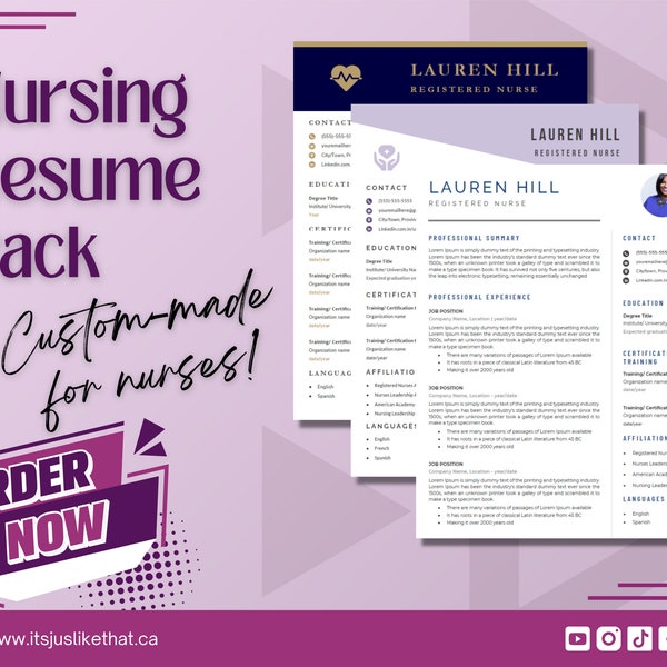 Nursing Resume Pack, Nursing Resume Template, Nursing Resume for Word, New Grad Nurse, Registered Nurse Resume, new Grad Resume Bundle