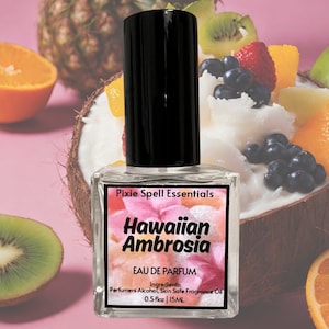 Hawaiian Ambrosia Fragrance. Fresh Pear, Pineapple, Pomegranate, Condensed Milk, Strawberry Cream, Mandarin Orange, Vanilla, Coconut