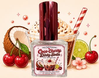 Coco Cherry Dirty Soda Fragrance | Juicy Cherry | Sparkling Lime | Fizzy Soda | Coconut Cream | Whipped Vanilla | Cherry Syrup | Soft Musk..