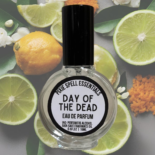 Day Of The Dead Fragrance. Zesty Fresh Lime, Neroli, Olibanum, Fragrant, Fresh And Woodsy. Eau de Parfum, Perfume Oil.