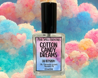 Cotton Candy Dreams Fragrance. Sugar Whisps of Raspberry, Strawberry, Sugar Cane, Pinch of Vanilla. Eau de Parfum, Perfume Oil.