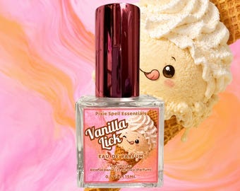Vanilla Lick Fragrance | An Inspired Fragrance | Whipped Cream | Powdered Sugar | Iris | Fiordilatte Ice Cream | Waffle Cone | Vanilla |
