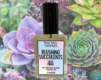 Blushing Succulents Fragrance. Rainbow Succulents, Sweet Agave, Aloe Vera, Fresh Cucumber. Eau de Parfum, Roll-On Perfume Oil.