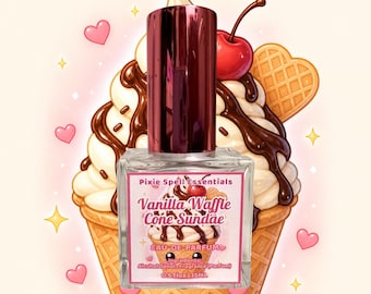 Vanilla Waffle Cone Sundae Fragrance | dessert perfume | sweet cream | powdered sugar | chocolate drizzle | strawberry | marshmallow