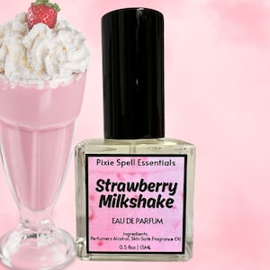 Strawberry Milkshake Fragrance. Sun Kissed Strawberries, Whipping Cream, Sugar, Hint Of Vanilla. Eau de Parfum, Perfume Oil.