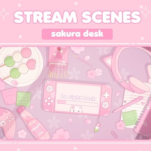 ANIMATED Pastel Pink Sakura Cute Aesthetic Gamer Desk Stream Scenes