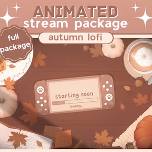 ANIMATED Autumn Lofi Desk Fall October Aesthetic Cafe Dessert Kitty Cozy Season Twitch Stream Package