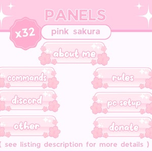 x32 Pastel Pink Sakura Twitch Stream Panels