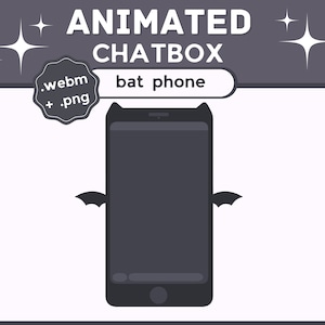 ANIMATED Bat Kitty Phone Black Wings Minimalistic Chatbox Halloween Spooky Theme | Streaming Asset