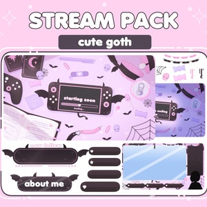 ANIMADO Pastel Gótico Morcego Gatinho Demônio Diabo Assustador Halloween Estética Twitch Stream Cenas Sobreposições Telas Painéis Pacotes de Stream