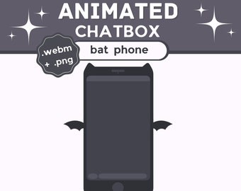 ANIMATED Bat Kitty Phone Black Wings Minimalistic Chatbox Halloween Spooky Theme | Streaming Asset