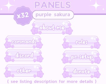 x32 Pastel Purple Lavender Sakura Twitch Stream Panels