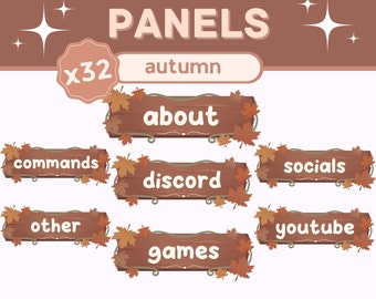 x32 Autumn Lofi Plank Wooden Leaf Vines Twitch Panels for Streamers