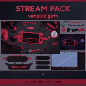 ANIMATED Vampiric Goth Desk Devil Red and Black Spooky Halloween Aesthetic Twitch Stream Scenes Overlays Screens Panels Stream Packages