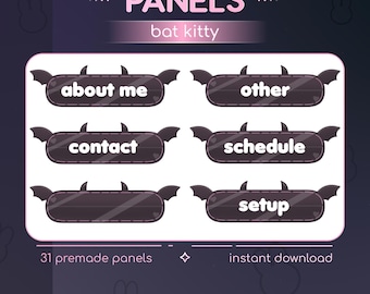 Dark Pastel Goth Bat Kitty Devil Demon Panels x31 | Cute Aesthetic | Stream Asset |