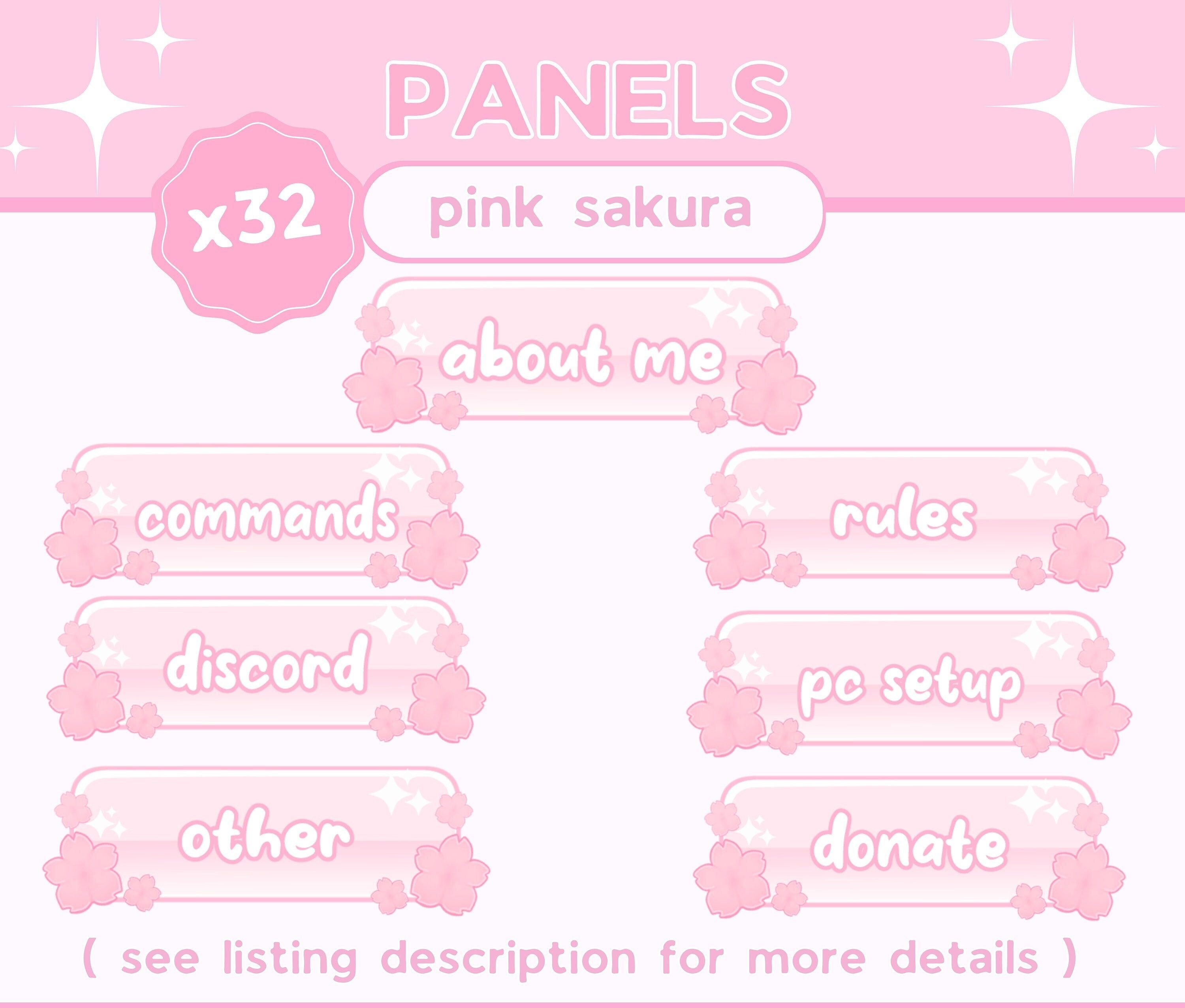 x32 Pastel Pink Sakura Twitch Stream Panels