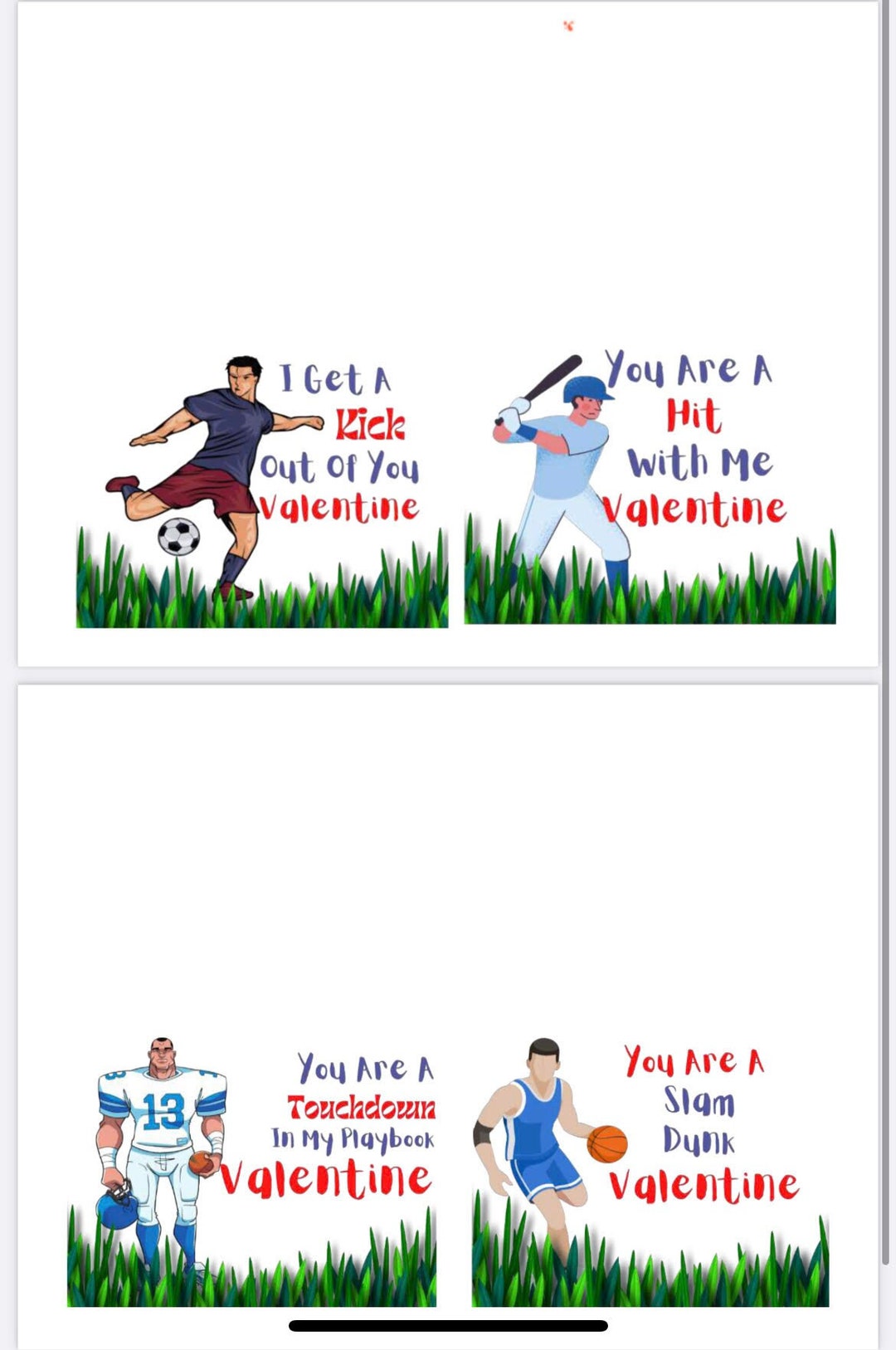 Sports Themed Printable Valentine - Etsy