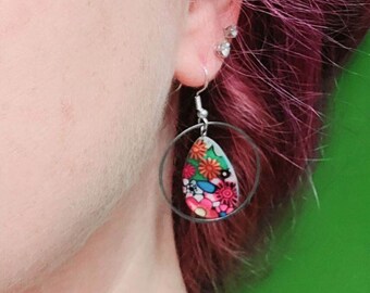 Boho teardrop flower earrings