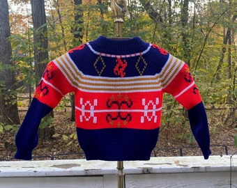 Vintage 80s JCPenney Children’s Red Blue Knit Sweater