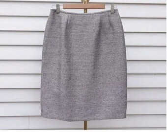 Vintage 90s Le Suit Silver Grey Midrise Pencil Skirt