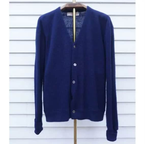 Vintage 90s The Fox Collection Navy Blue Knit Car… - image 2