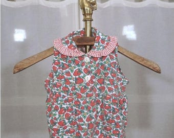 Top vintage de cuadros vichy con estampado de fresas de los años 90