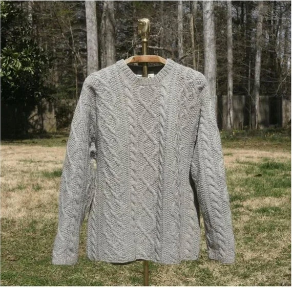 Vintage 90s J.Crew Grey Handknit Wool Sweater - image 1