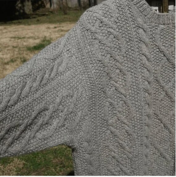Vintage 90s J.Crew Grey Handknit Wool Sweater - image 4