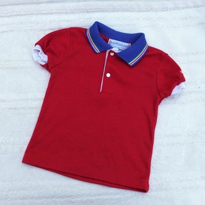 Vintage 90s Oshkosh B’Gosh Red Blue Toddler Boy’s Polo
