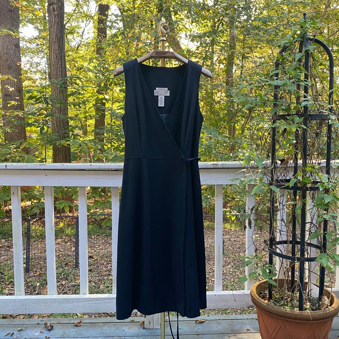Vintage 90s Jones New York Country Black Wrap Midi Dress - Etsy