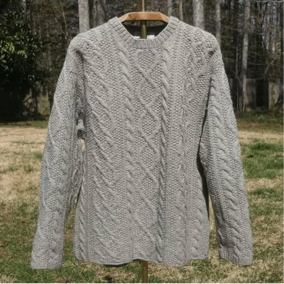 Vintage 90s J.Crew Grey Handknit Wool Sweater - image 2