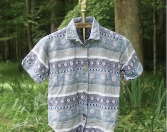 Camisa vintage de los 90 de Little Angels para niño, color azul grisáceo con botones.