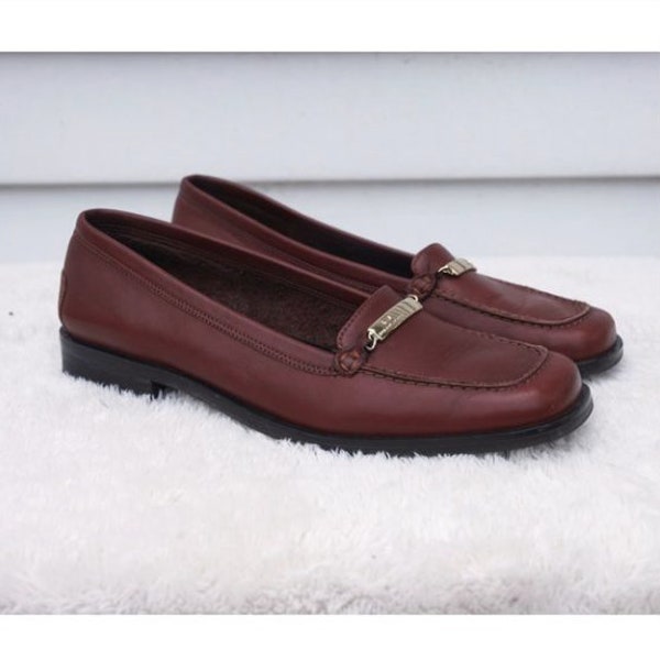 Vintage 90s Etienne Aigner Brown Leather Oxford Loafers