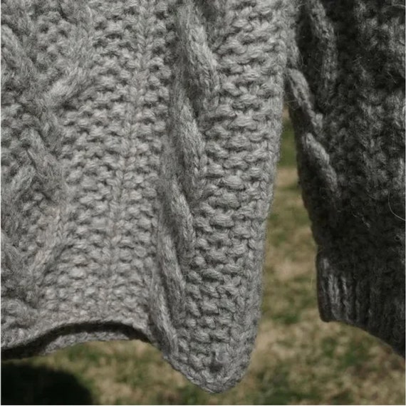 Vintage 90s J.Crew Grey Handknit Wool Sweater - image 5