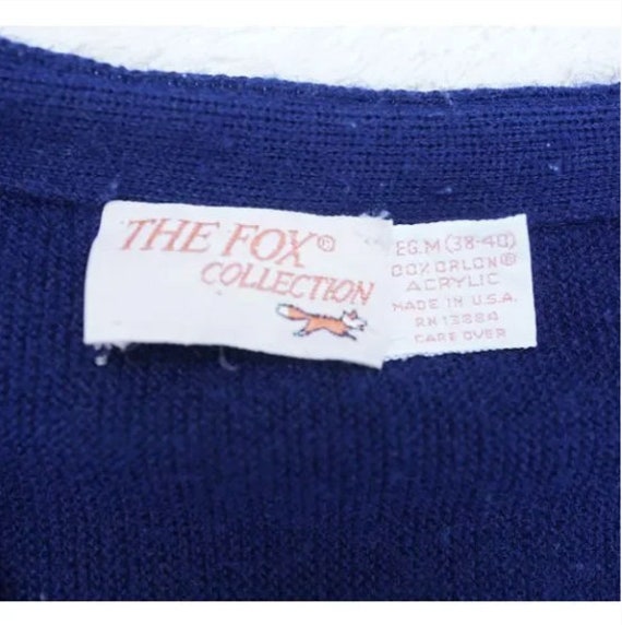 Vintage 90s The Fox Collection Navy Blue Knit Car… - image 7