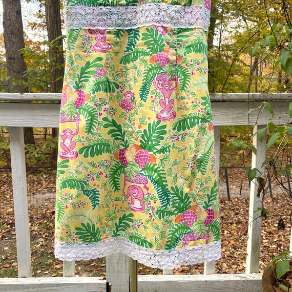 Vintage 00s Lilly Pulitzer Yellow Pink Cotton Sun… - image 4