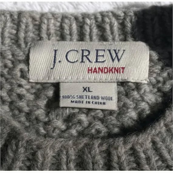 Vintage 90s J.Crew Grey Handknit Wool Sweater - image 8