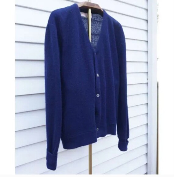 Vintage 90s The Fox Collection Navy Blue Knit Car… - image 3