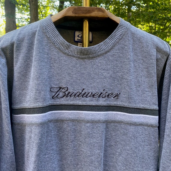 Vintage 90s Budweiser Grey Stripe Long Sleeve Shi… - image 4