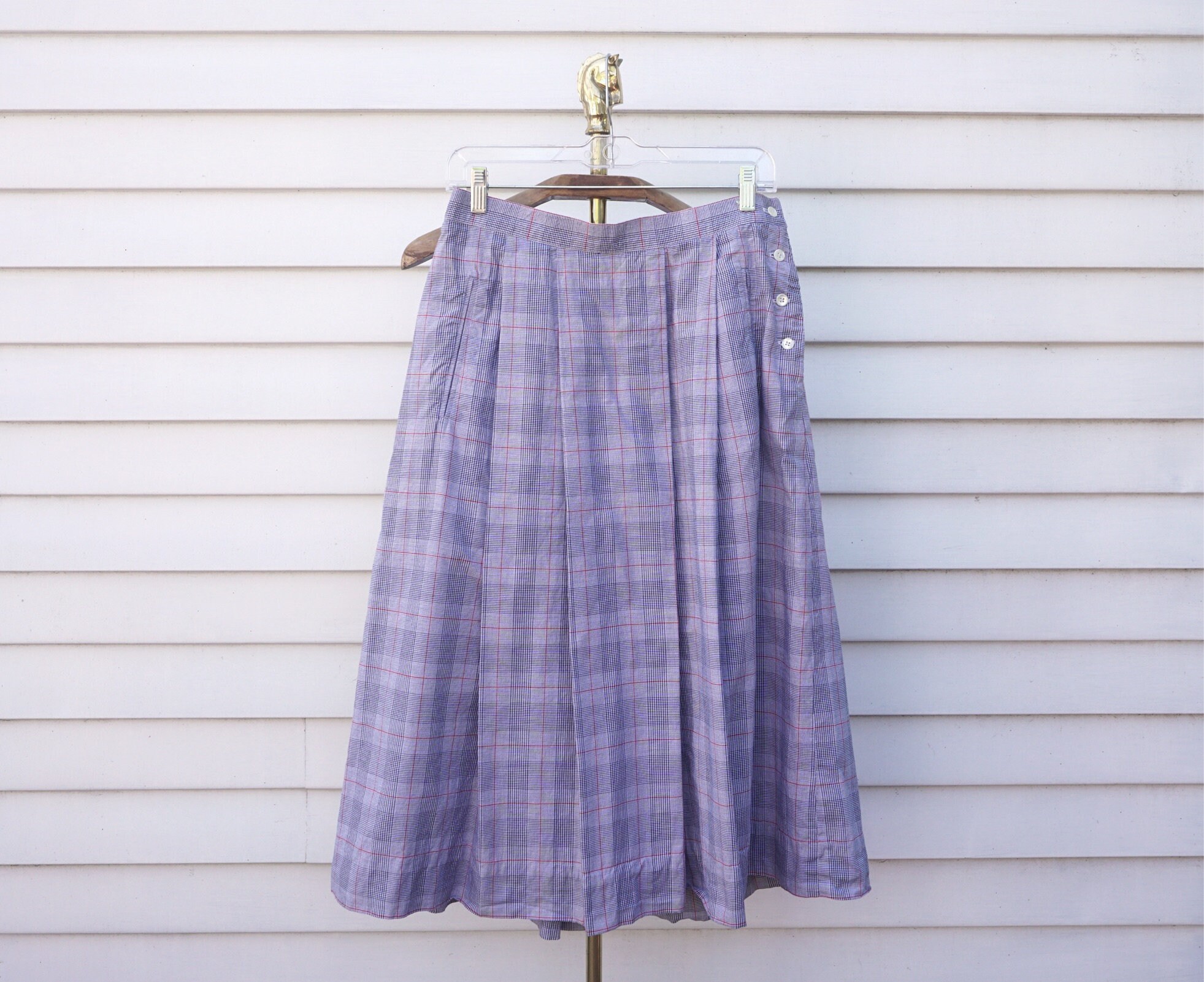 Brooks Brothers Navy Blue Floral Jacquard Pleated A Line Skirt Size 4 Red Green