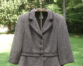 Vintage 00s Bahari Brown Twill 2-Piece Skirt Suit