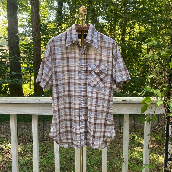 Vintage 80s Jcpenney Plain Pockets Plaid Button up Blouse Etsy