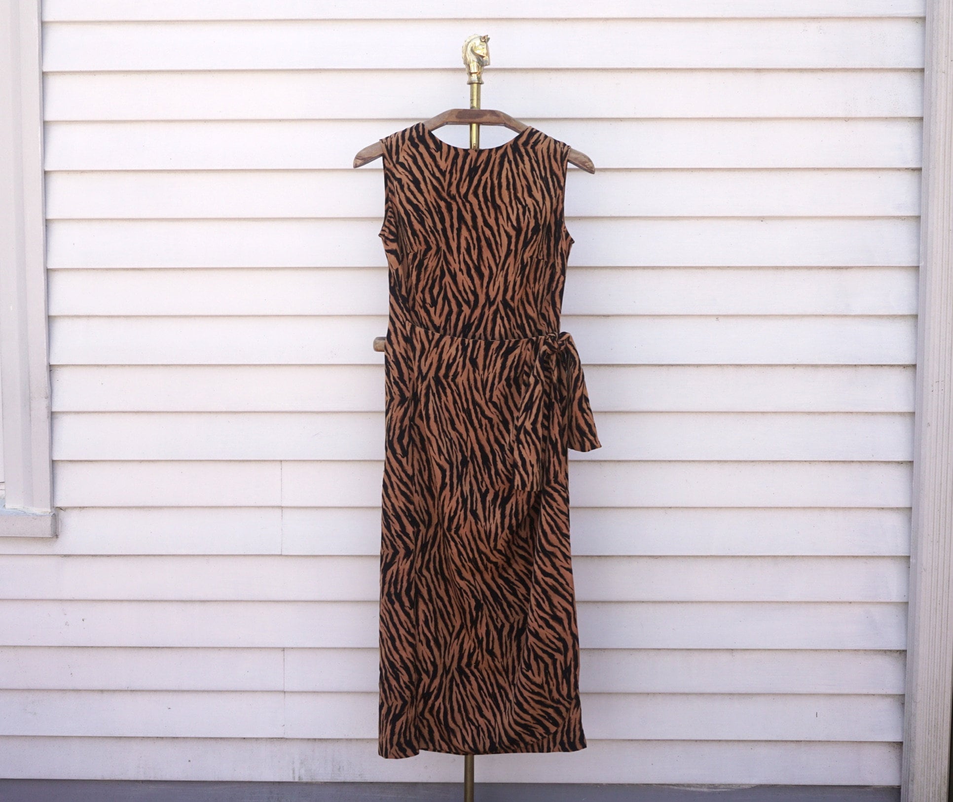 Vintage 90s Sag Harbor Tiger Stripe Side Tie Midi Dress - Etsy