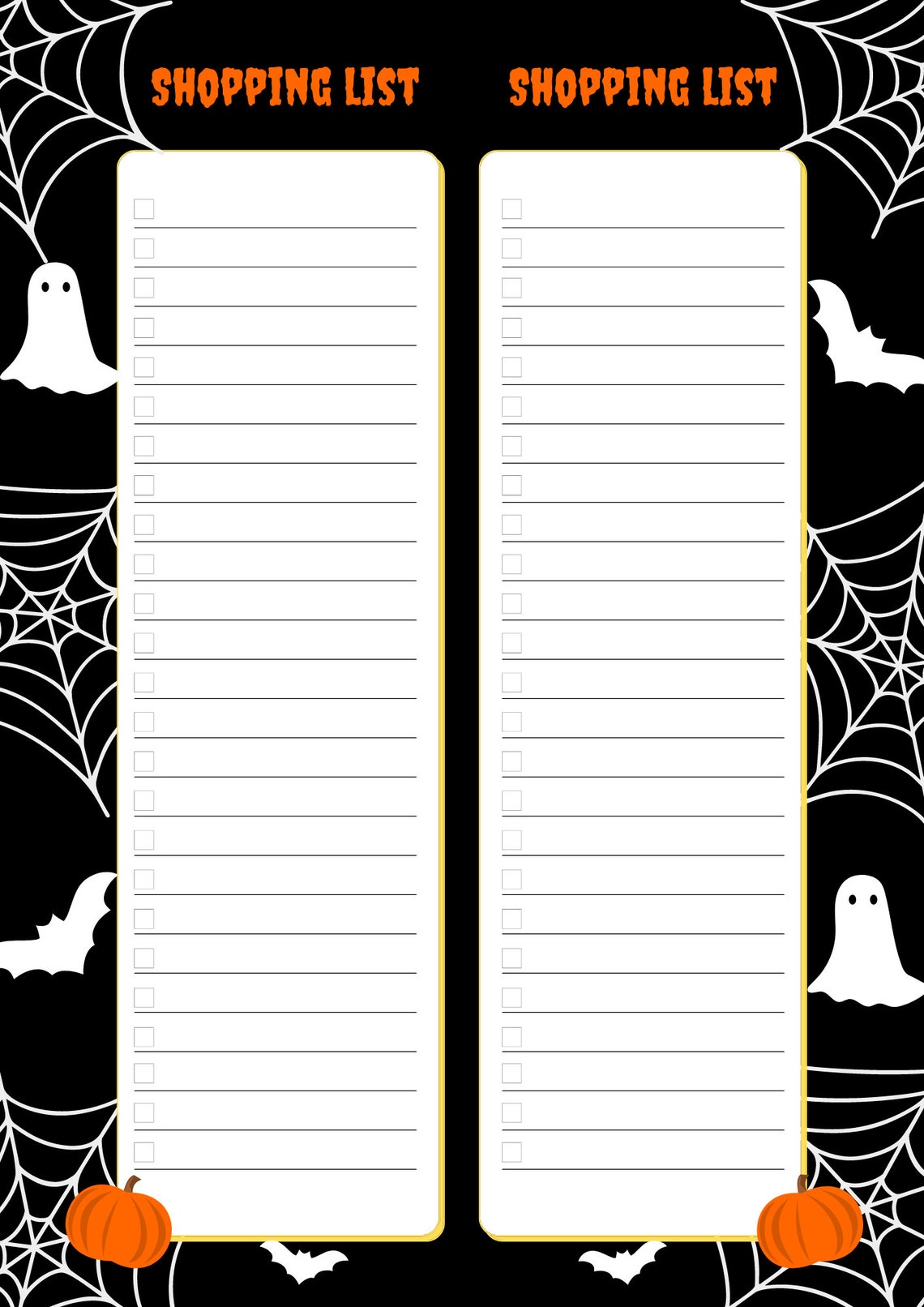 Shopping List Template Grocery List Witchy Goth Bat Cobweb Pumpkin ...